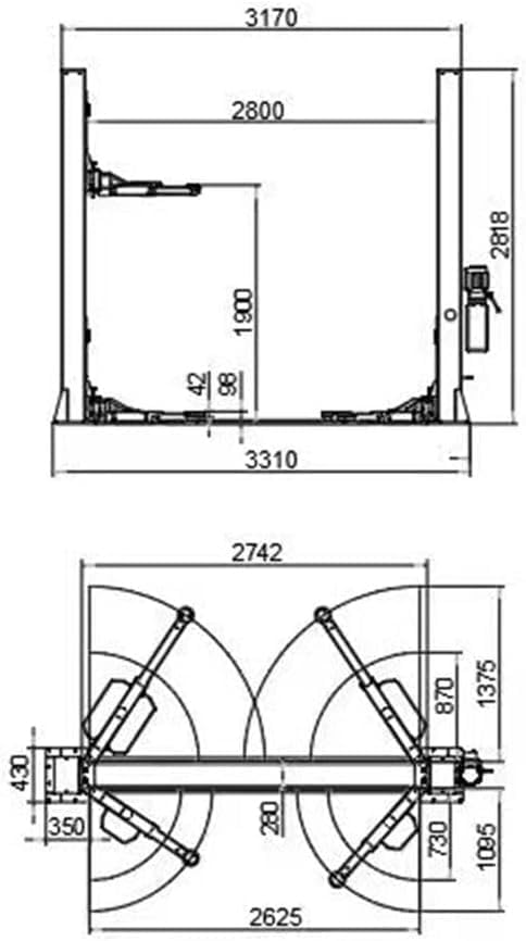4.0HP 12000lbs Two/2 Post Lift Car Lift Single Point Release Automotive Lift for Home Garage and Shop, 220V, KT-H120D