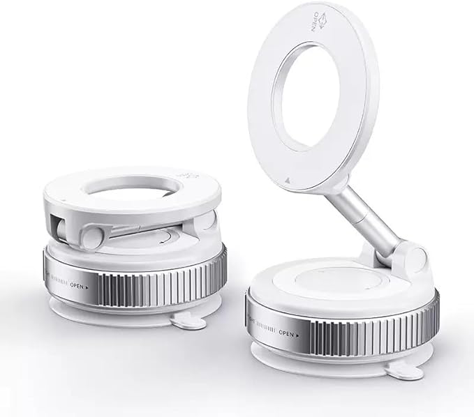 Magnetic Car Mount,Ultra Magnetic 360 Degree Rotation Dashboard Car Phone Holder,Car Accessories for iPhone,Gifts for Men/Women,Vacuum Suction Cup Phone Mount Fit for All Smartphones,White