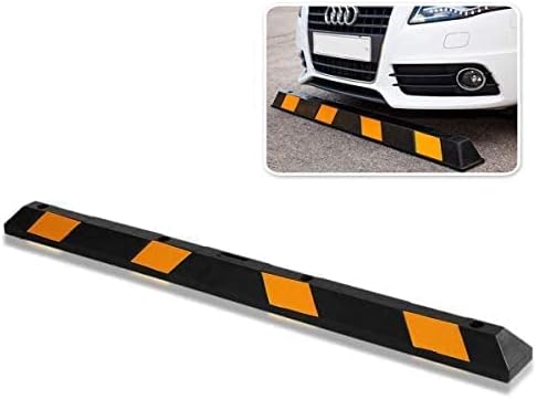 ZONETECH Large Heavy Duty Rubber Parking Curb – 72” Premium Quality Auto Garage Wheel Stopper Professional Grade w/Yellow Reflective Tape for Car, Truck, Trailer and RV (50-Pack)