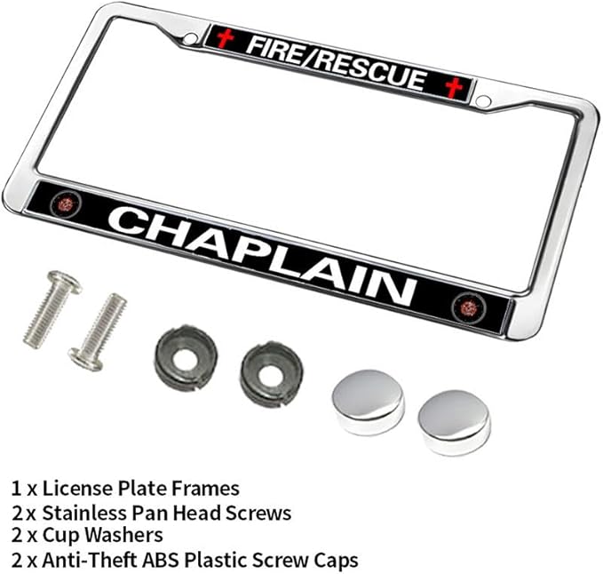 Fire Rescue Chaplain License Plate Frame Slim Firefighter Superhero Durable License Plate Frame Firefighter Gifts License Plate Frame Gifts for Firefighter