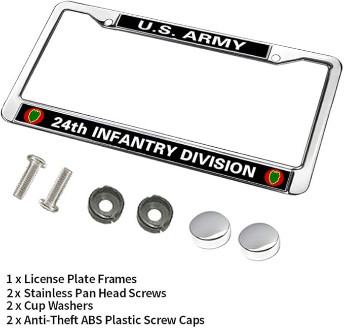 24th Infantry Division License Plate Frame US Army Infantry Division Slim Design License Plate Frame Army Infantry Pride License Plate Frame for Veterans