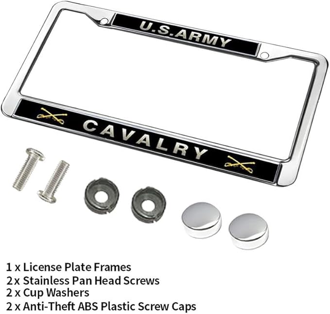 US Army Cavalry License Plate Frame Military US Army Support Scratch-Resistant License Plate Frame US Army Veteran License Plate Frame for Veterans