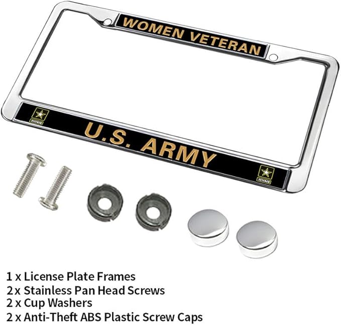 Women Veteran US Army License Plate Frame Military Women Veteran Pride Weather-Proof License Plate Frame US Army Superhero License Plate Frame for Veterans