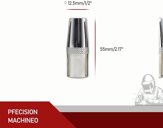 10-pk Gas Nozzle KP2742-1-50F, 1/2" ID, Compatible with Lincoln Magnum PRO 250L/300L Welding Guns