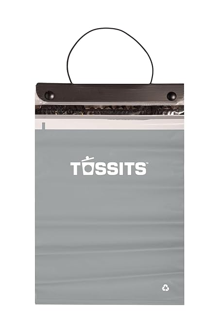 Tossits Recycled Disposable Car Trash Bags ??Leakproof, Smell Proof Hanging Garbage Bags for Car, Truck, SUV, RV & Vehicle ??Gray, 7 Count Disposable Automotive Trash Bags