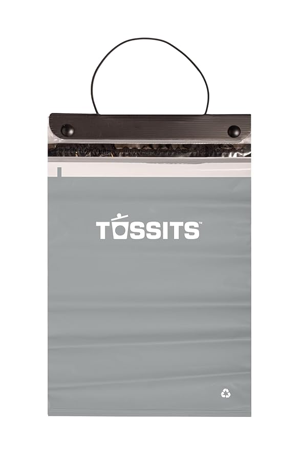 Tossits Recycled Disposable Car Trash Bags ??Leakproof, Smell Proof Hanging Garbage Bags for Car, Truck, SUV, RV & Vehicle ??Gray, 21 Count Disposable Automotive Trash Bags