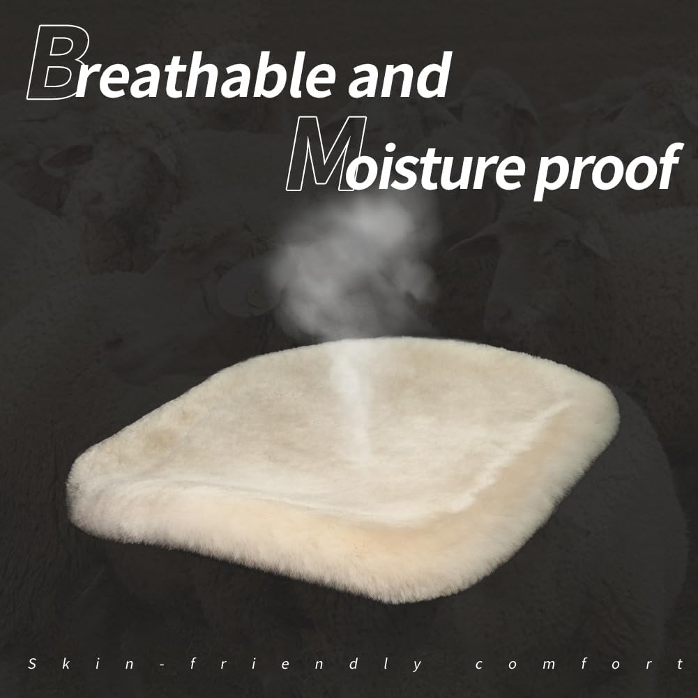 LLB Genuine Sheepskin Car Seat Cushion Seat Covers for Cars Trucks SUV Comfort Seat Protector Pad for Car Driver Seat Car Accessories for Women Office Chair Car Decor (Tan, Front Seat Cushion-1 Pc)