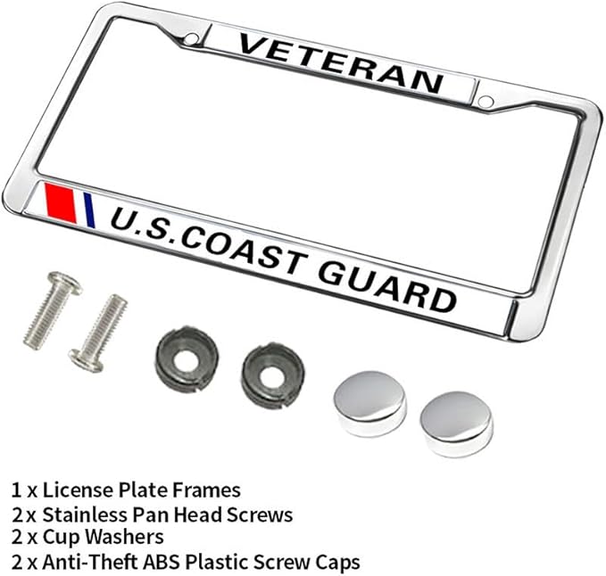 American Flag Pride License Plate Frame Metal US Veteran Support Slim Design License Plate Frame US Army Veteran License Plate Frame for Patriotic People