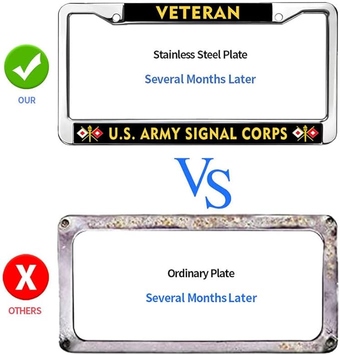 US Army Signal Pride License Plate Frame for Father’s Day Signal Corps Army License Plate Frame Inspirational Proud