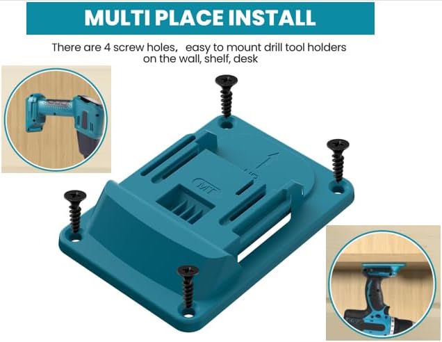 Drill Tool Wall Mounted Base Hanger Compatible Motorized Stand Set for Makita 18V Lithium-Ion Tools – 10 Pack with 40 Screws (Blue)