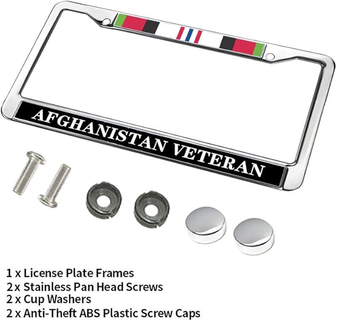 Afghanistan Veteran License Plate Frame US Army Veteran Easy Installation License Plate Frame US Veteran Heroism