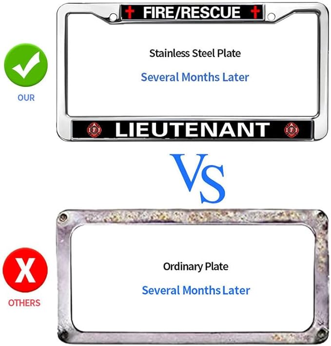 Firefighter Pride License Plate Frame Chrome Fire Rescue Power Anti-Theft License Plate Frame