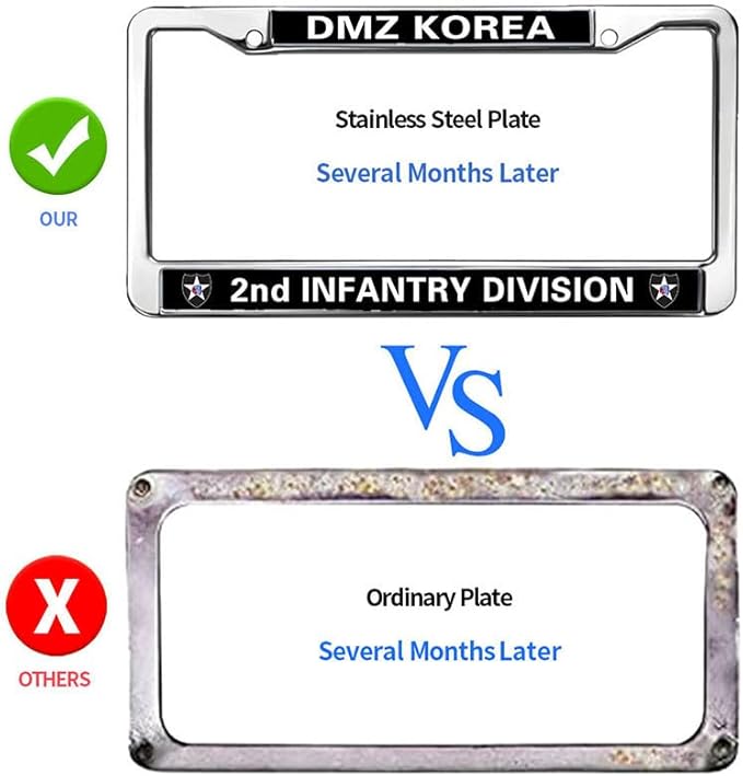 2nd Infantry Division Flag License Plate Frame Metal US Army 2nd Infantry Easy Installation License Plate Frame