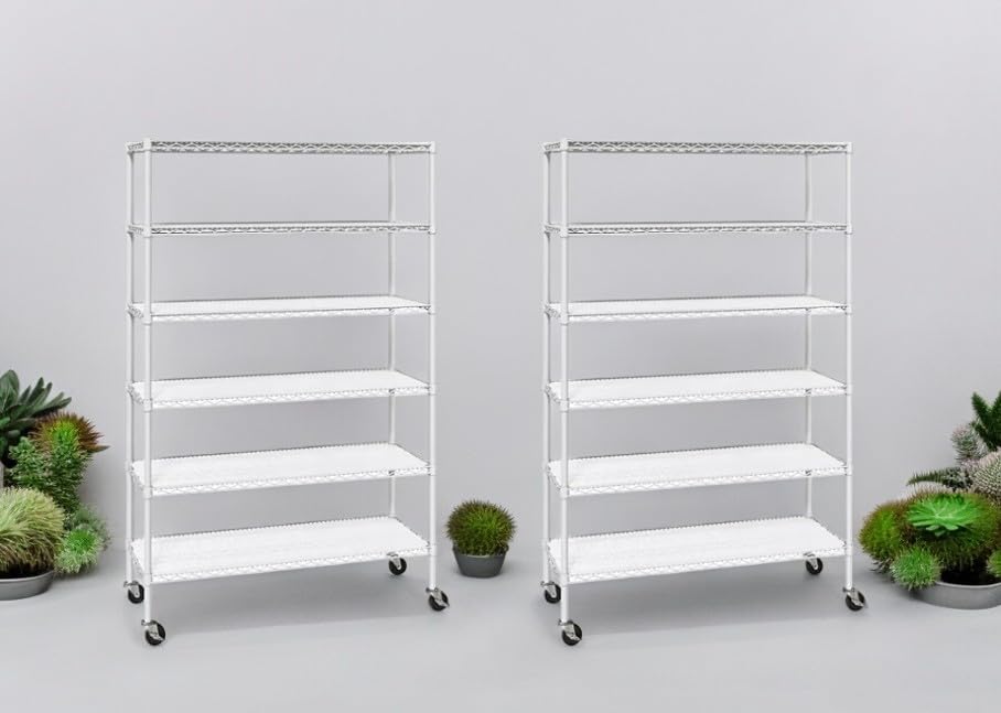 Generic Organize in Style with The Members Mark 6-Tier NSF Heavy Duty Wire Shelving, 47.75"" W x 18"" D x 75.5"" H (White, 2 PACK)