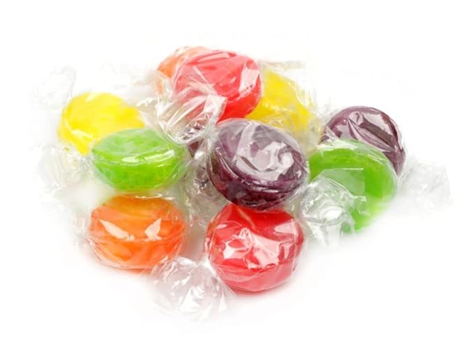 Assorted Fruit Buttons - 2 Pound Bag - Bulk Assorted Candies - Individually Wrapped Candies