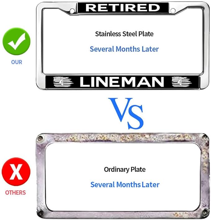 Retired Lineman Pride License Plate Frame for Thanksgiving US Lineman Spirit License Plate Frame Inspirational US Army