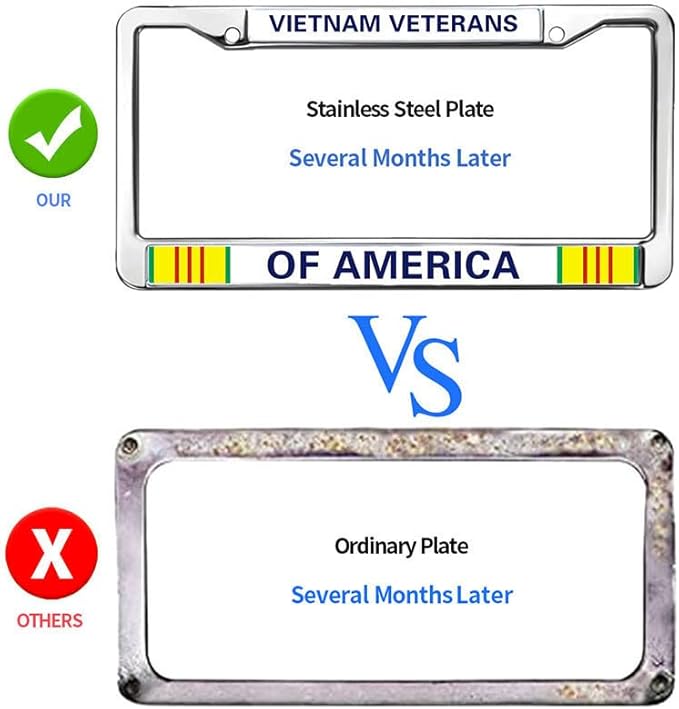 Vietnam Veterans of America License Plate Frame Chrome 2 Holes US Army Vietnam Veteran Car License Plate Frame