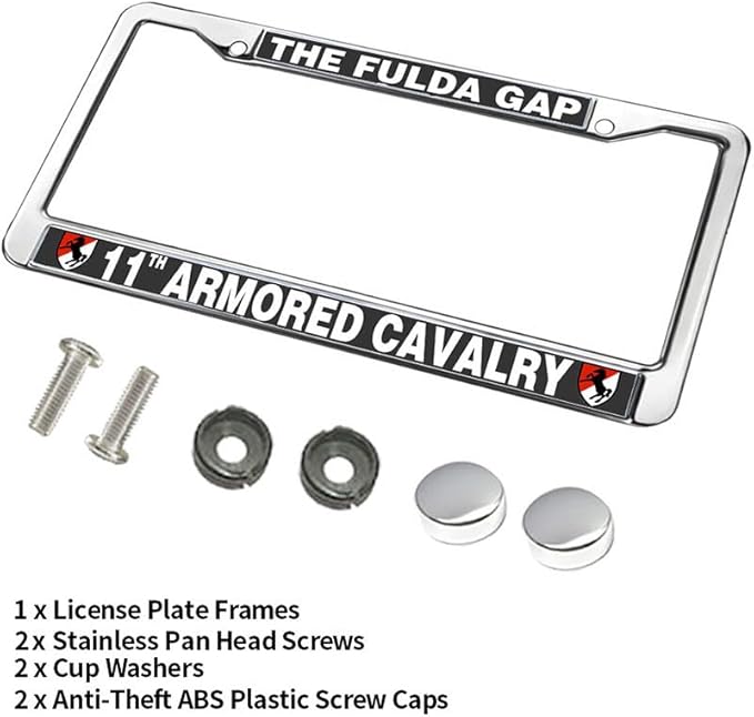 11th Armored Cavalry Army License Plate Frame Chrome US ACR Pride Rust-Proof License Plate Frame US Army Veteran License Plate Frame for Independence Day