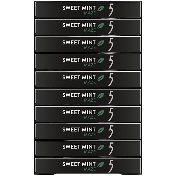 5 Gum Sweet Mint Sugar Free Chewing Gum Bulk, 15 Stick Box (Pack of 10)