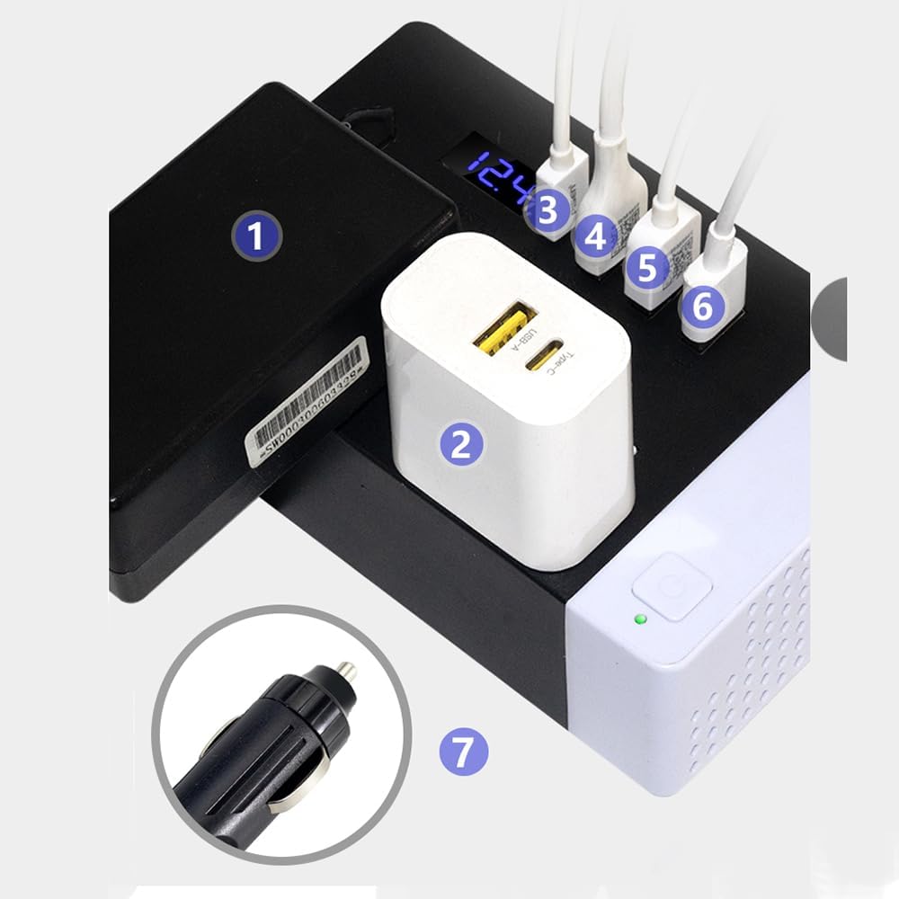 300W Car Power Inverter, DC 12V to 110V AC Car Plug Adapter Outlet with USB 3.0/2.0 Charger Type-c Port/car Charger for Laptop