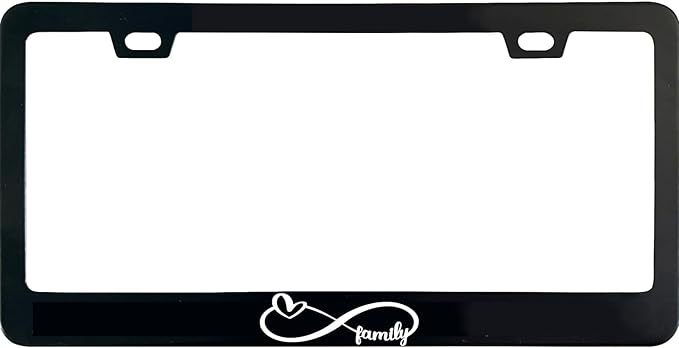Infinity Forever Love Family Heart License Plate Frame, 12 X 6 Inch Black Stainless Steel Car Accessories for Women/Men, with 2 Holes & Screws