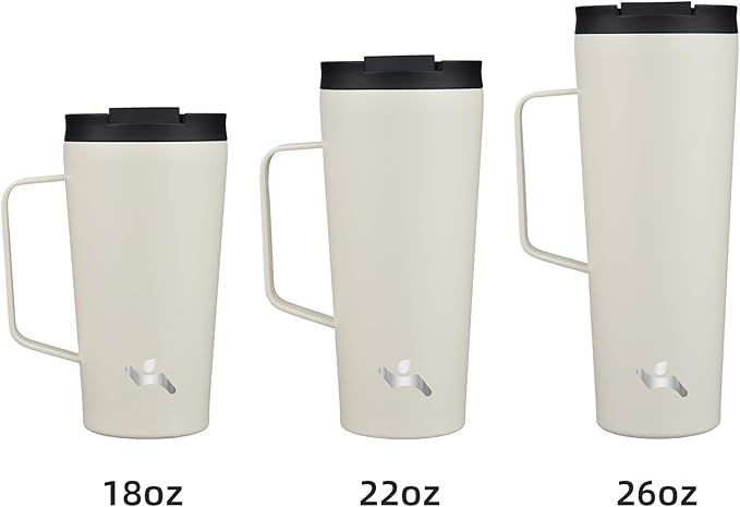 Insulated Tumbler with Handle and Straw, 22 OZ Travel Coffee Mug Stainless Steel Cup Metal Water Bottle,Angel White