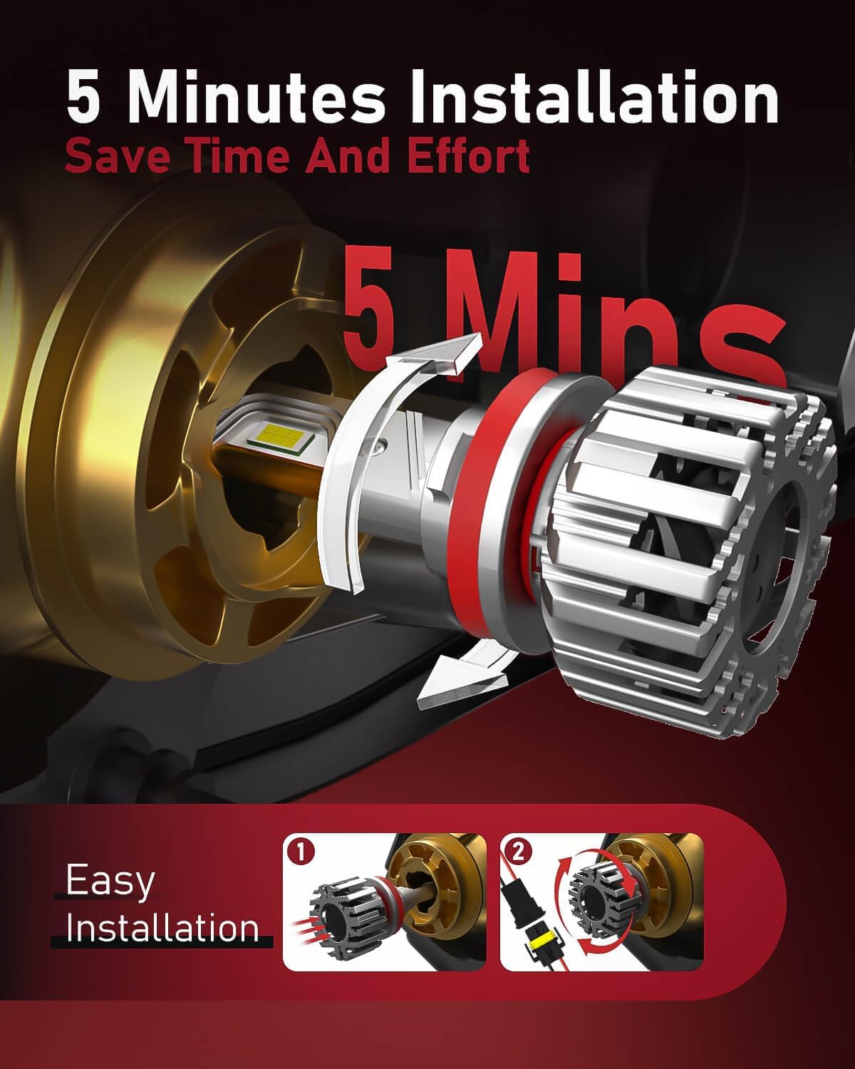 LUXSTER HolyKnight 9006 HB4 30000LM LED Light Bulbs, Foglight Bulbs, Super Bright, 6000K Cool White, Pack of 2