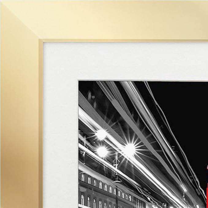 Americanflat 11x14 Picture Frame with Shatter-Resistant Glass - Set of 2 - Use as 8x10 Frame with Mat or Display 11x14 Photo Without Mat - Signature Collection - Picture Frames for Wall - Gold