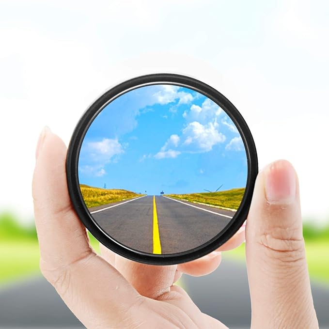 2 pcs Blind Spot Mirrors, 2" Round HD Glass Convex 360° Wide Angle Side Rear View Mirror with ABS Housing for Cars SUV and Trucks, Black, Pack of 2