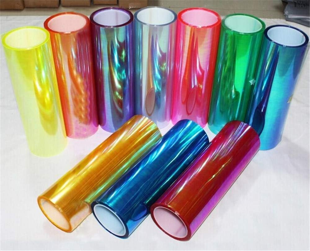 LED LIGHT 12 by 48 inches Self Adhesive Shiny Chameleon Headlights Tail Lights Fog Lights Films,Film Sheet Sticker,Tint Vinyl Film with Gift Knife and Hand Tool (Purple)