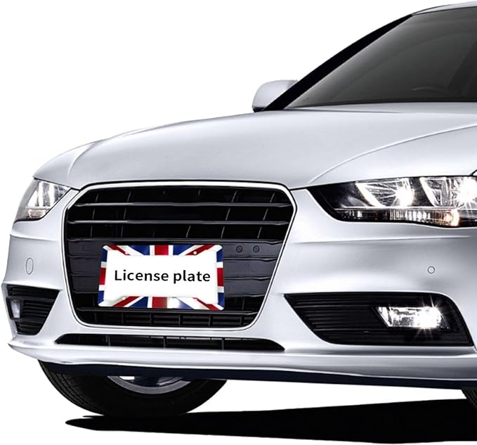 British United Kingdom Flag License Plate Frame - 1 Pack Personalized Union Jack License Plate Holder Aluminum Metal Car Tag Cover with 4 Holes Decoration for US Vehicle Standard for Women Men