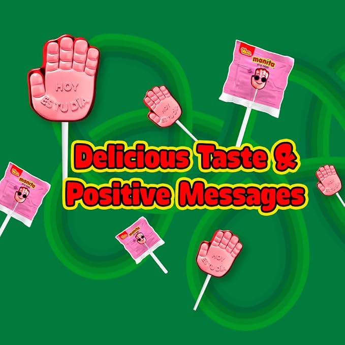 Vero Manita Paletas Strawberry & Cherry Flavored Lollipop (40 Count Bag) - Individually Wrapped Lollipops - Mexican Candy - Paletas Mexicanas Sabor Fresa