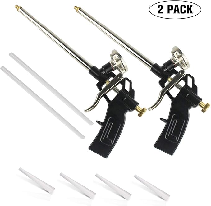 2 Pack Foam Gun, Picowe Foaming Gun Pu Expanding Caulking Gun Metal Body Pro Heavy Duty PU Spray Foam Gun Grade Expanding Spray Application Applicator