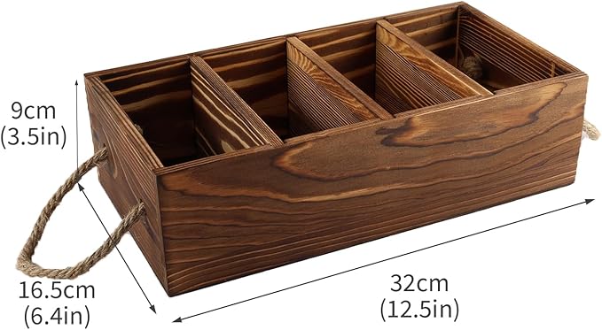 2 Pack Snack Organizer for Countertop, Brown Wooden Snack Basket with Handles, Pantry Organizer and Storage