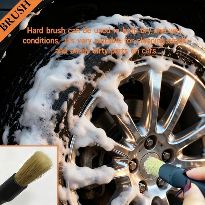 8 PCS Car Detailing Brush Set, Car Interior and Exterior Soft Bristle Cleaning Brushes, 4 Different Detailing Brushes for Auto Detailing, Dashboard, Vents, Wheels and Tires
