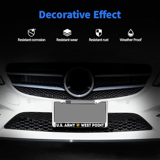 US Army West Point License Plate Frame American USA Flag License Plate Frame Personalized US Army Heroism Durable