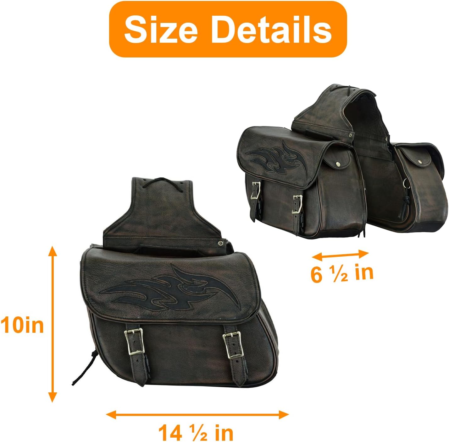 GARGOYLE BELLS Motorcycle Saddle Bags Leather Motorcycle Luggage Bag with Gun Holsters For Softails Sportsters and Choppers Waterproof Luggage Bags For Motorcycle