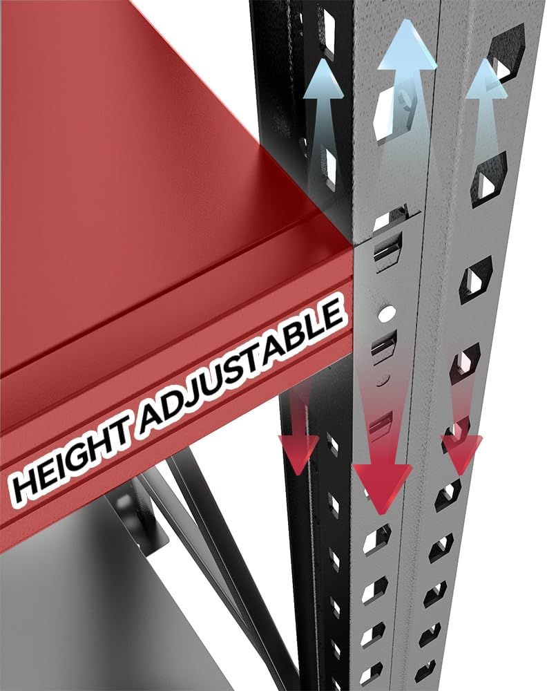 Storage Rack, Heavy Duty Metal Garage Shelving, 5 Tier Adjustable Utility Shelf, Industrial Storage Rack For Garage, Storage Racks Organizer for Basement and Workshop, 51.2"W×47.2"H×23.6"D, Black