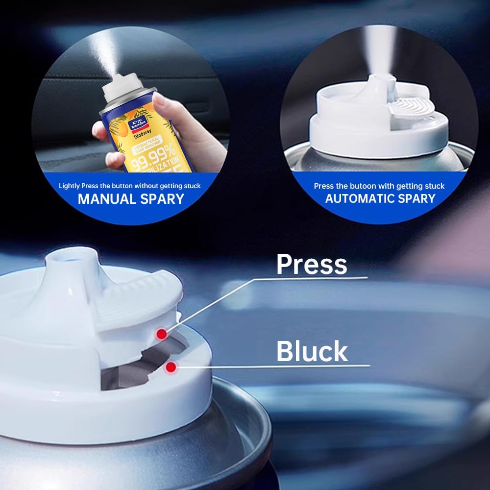 Glodway Whole Car Air Refresher,Odor Eliminator Remover Spray For Car,Lemon Strong Freshener With Odour Eliminator Technology,Long-Lasting Scent,6 Ounce(Pack of 1)