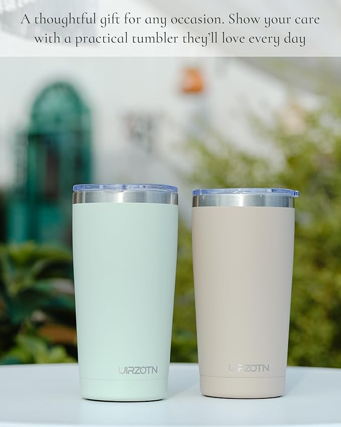 Travel Coffee Tumbler 20oz, Leakproof Travel Coffee Mug with Lid and Straw, Stainless Steel Double Wall Vacuum Insulated Tumbler for Hot/Iced Drinks (Textured Matte, Brown)