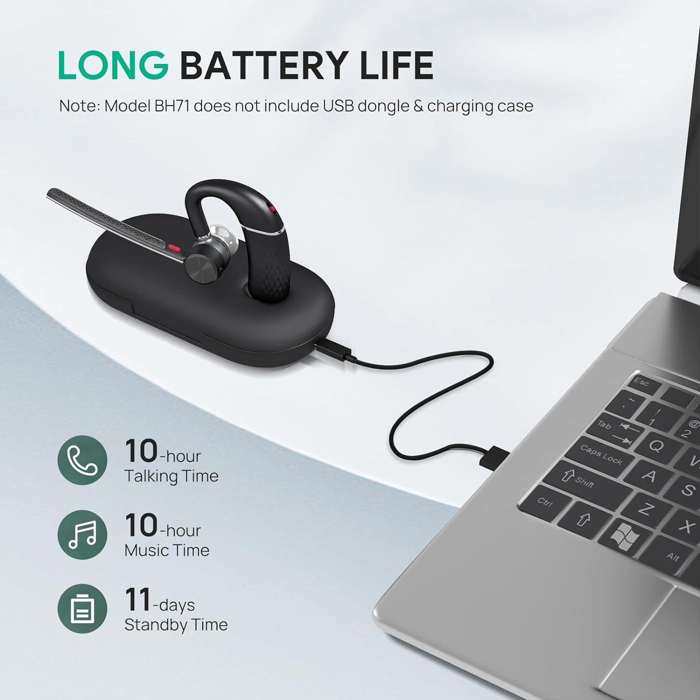 Yealink Bluetooth Headset BH71,Wireless Bluetooth Earpiece with 4 Noise Canceling Microphones,Teams&Zoom Certified,Mute Function,Connect to Cell Phone/Laptops,No Dongle