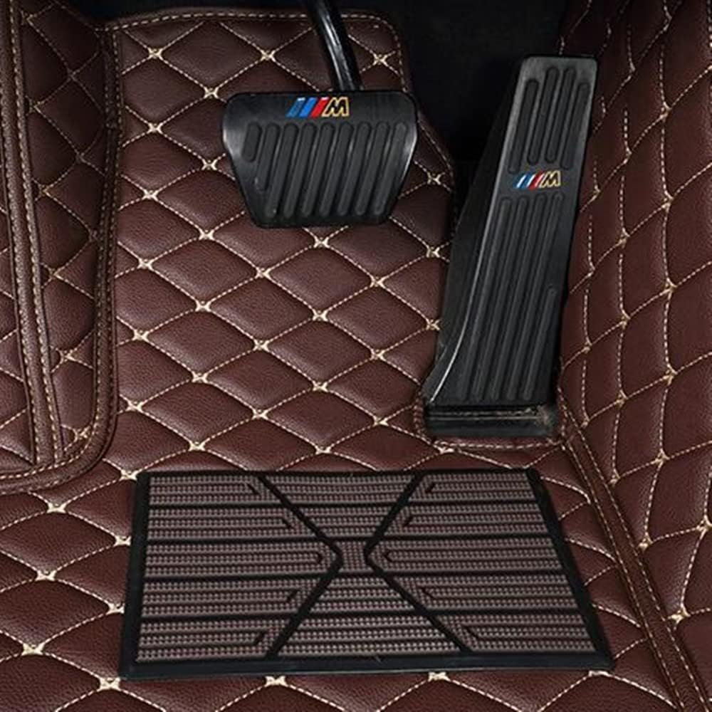 Custom All-Weather Protection Luxury Leather Floor Mats for Cars SUVs Trucks According Anti-Slip Leather Floor mats (20,Yellow and Striped Black)
