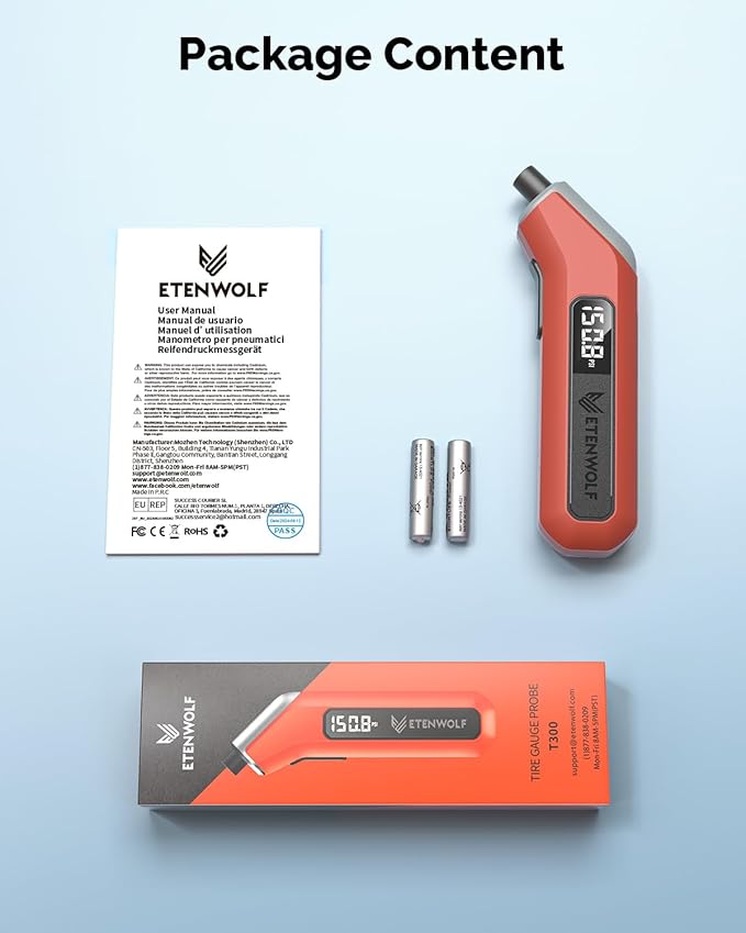 ETENWOLF T300 Digital Tire Pressure Gauge 3-200 PSI, Industrial Tire Gauge Calibrated to ANSI B40.7 Grade 2A(Plus-Minus 0.5%), Replaceable AAA Batteries, Dark Cyan