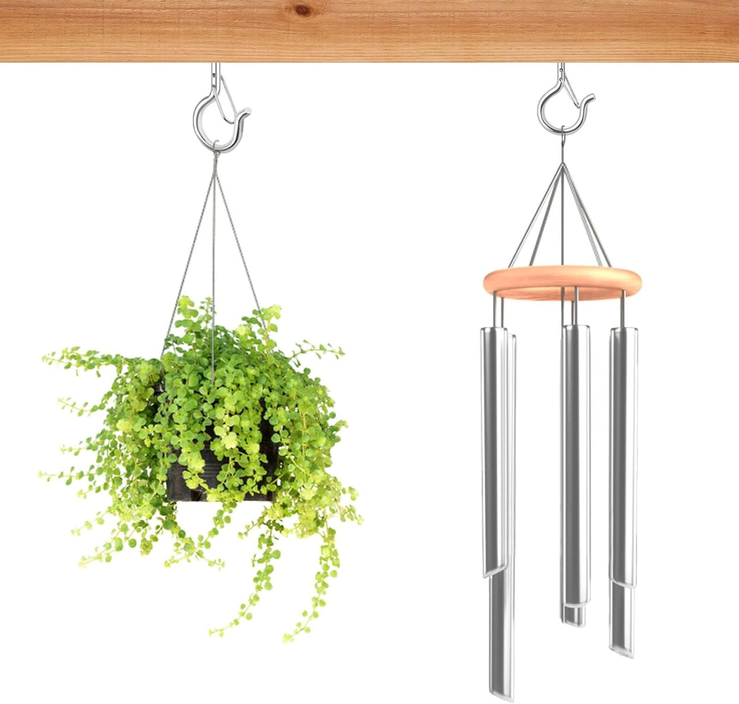 96 PCS Q-Hanger Hooks, Screw Hooks for Outdoor String Lights, Safety Buckle Design Cup Eye Hook for Hanging Christmas Lights, Plants, Mounted on Wall Ceiling, Include 1 Wing Nut Driver, Silver