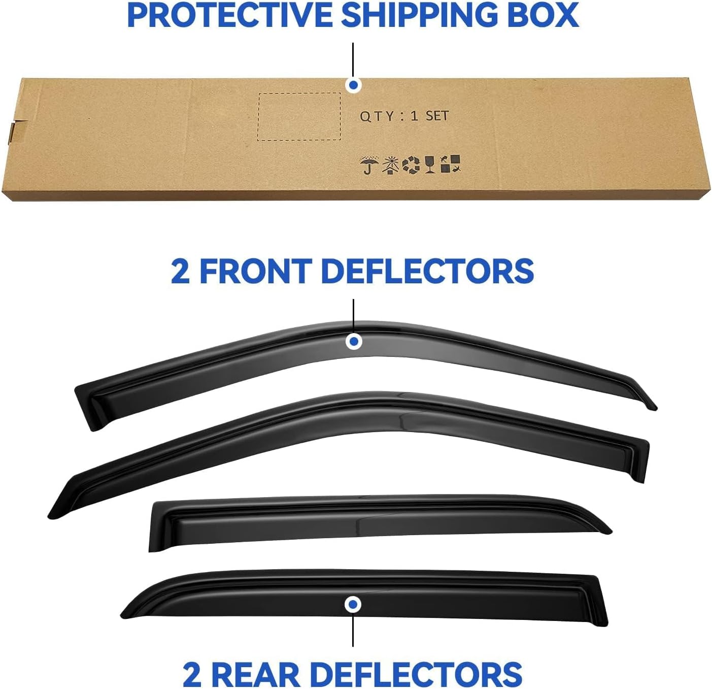 Window Visors Rain Guards for 2009-2018 Ram 1500 Crew/Mega Cab/Full-Size Cab, Window Vent Wind Deflectors Visors Shades for 2010-2025 Ram 2500 & 3500, 2019-2024 Ram 1500 Classic Body Models Only