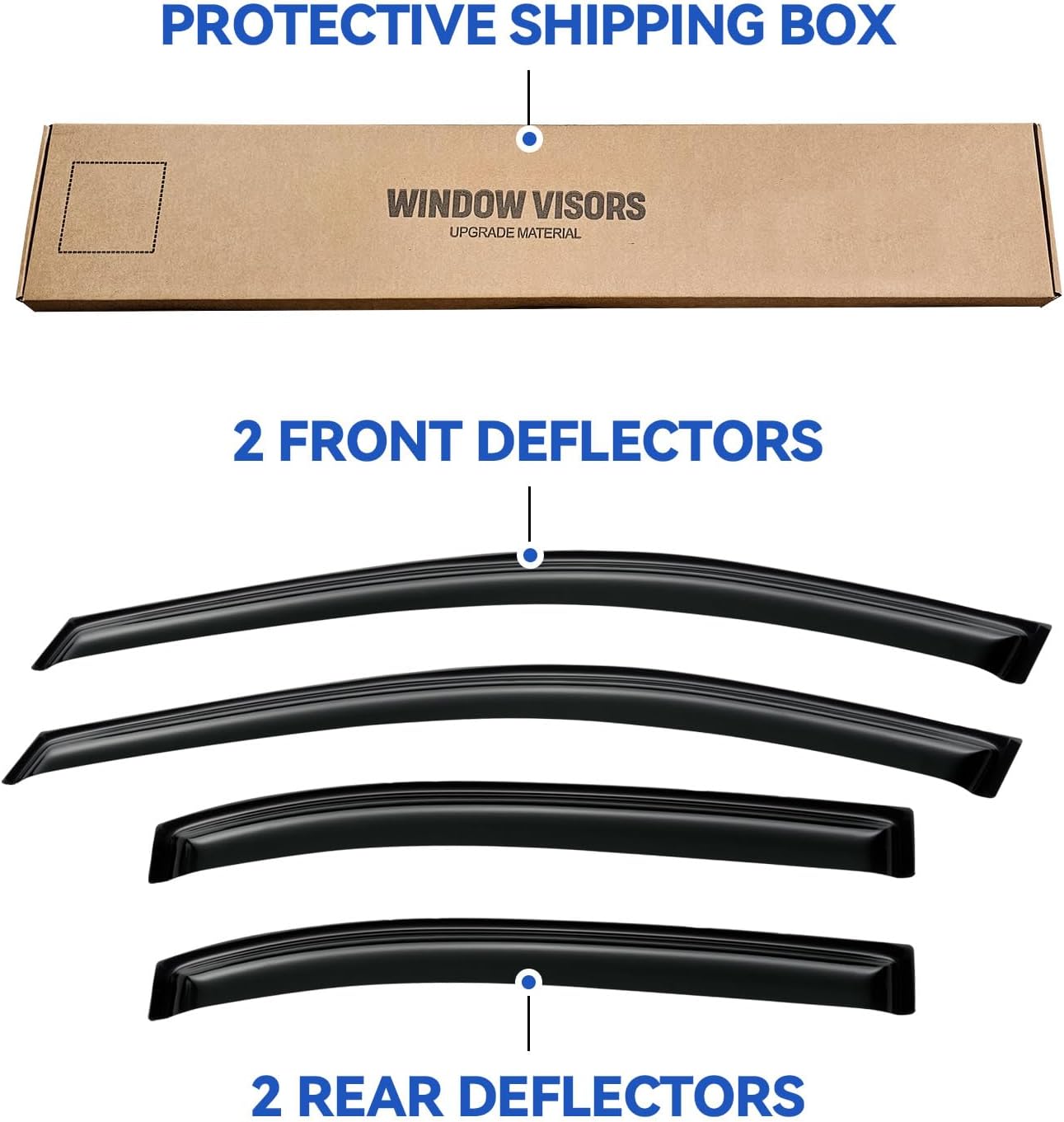Window Visors Rain Guards Shield for 2006-2010 Hyundai Sonata, Out-Channel Window Vent Wind Deflectors Visors Shades for 06-10 Sonata