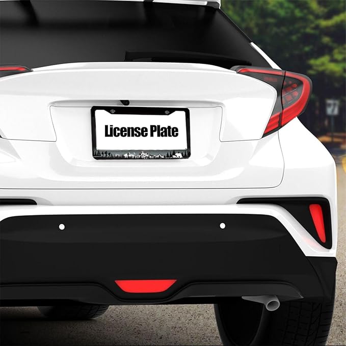 Mountains License Plate Frames 2 Pack - Adventure Awaits License Plate Frames Camping Animal Bear Car Tag Frames Auto Wildlife Plates Tags for Women Men