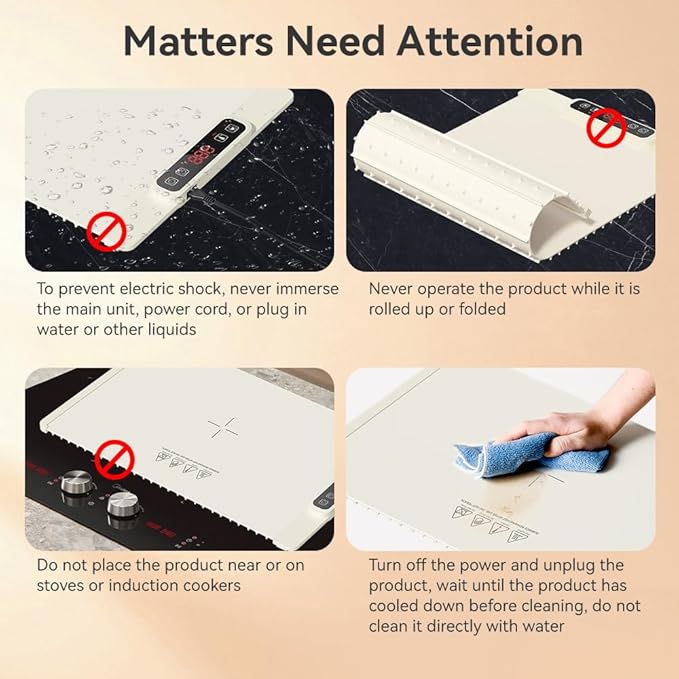 Electric Warming Tray, Fast Full Surface Heating Food Warming Mat, Portable Silicone Warmer with 5 Adjustable Temperature & Auto Shut-Off, Foldable Food Warmer for Parties, Gatherings, Daily Use