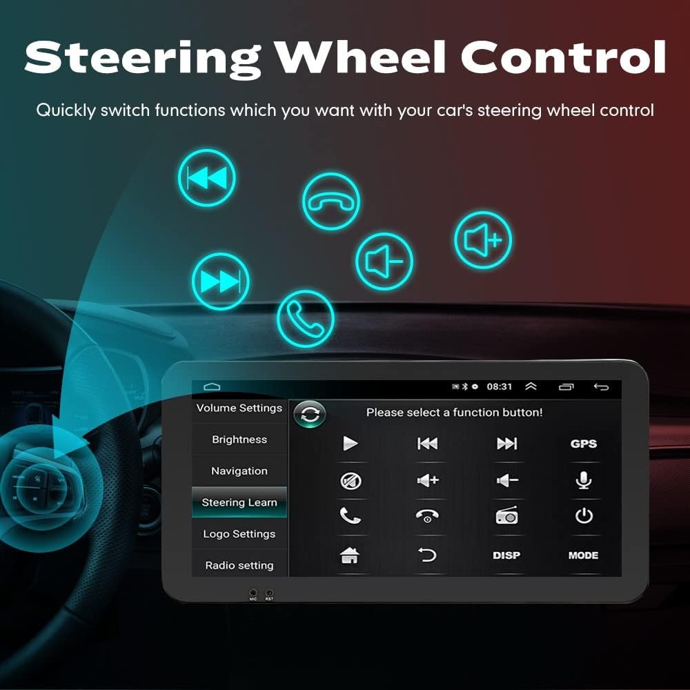 Kunfine Car CarPlay Android Auto Navigation Stereo GPS Radio Reverse Camera Display 10.33" QLED Touchscreen Headunit Tablet Pad Media Player For Peugeot 301 13-22 if Applicable Quad Core 1G+32G Silver