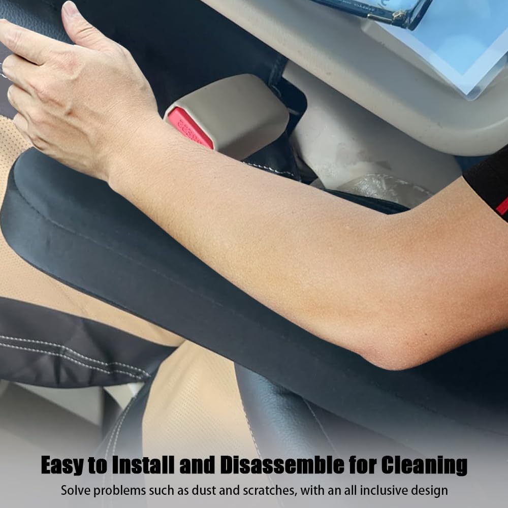 4PC Car Front Seat Armrest Covers,Universal Size Seat Arm Rest Cover,Flat Cloth Fabric Armrest Cover,Car Interior Accessories(Black,4PCS)